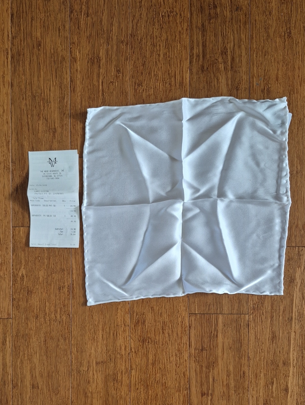 White Satin Pocket Square - Men's Warehouse ***NEW